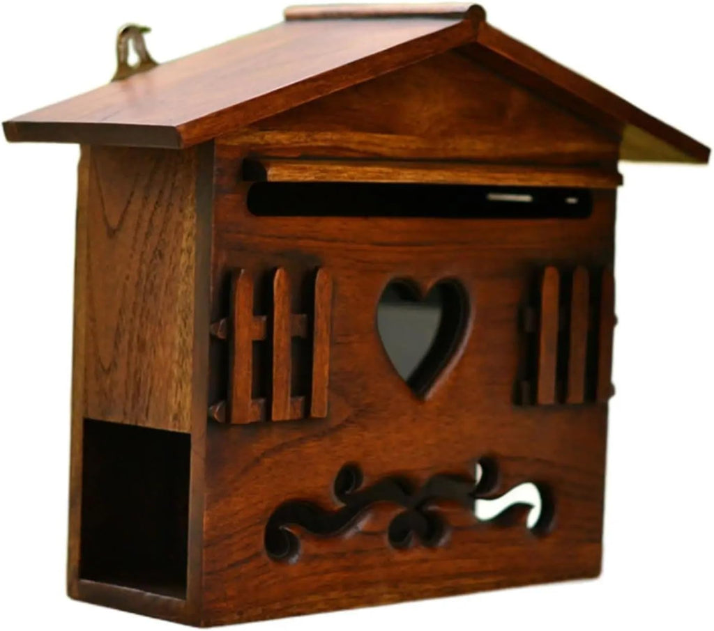 Hanging Locking Security Mailbox Rainproof Holds Documents Bills Letters Keys Home Decor Wooden for Office Mudroom for Home Office
