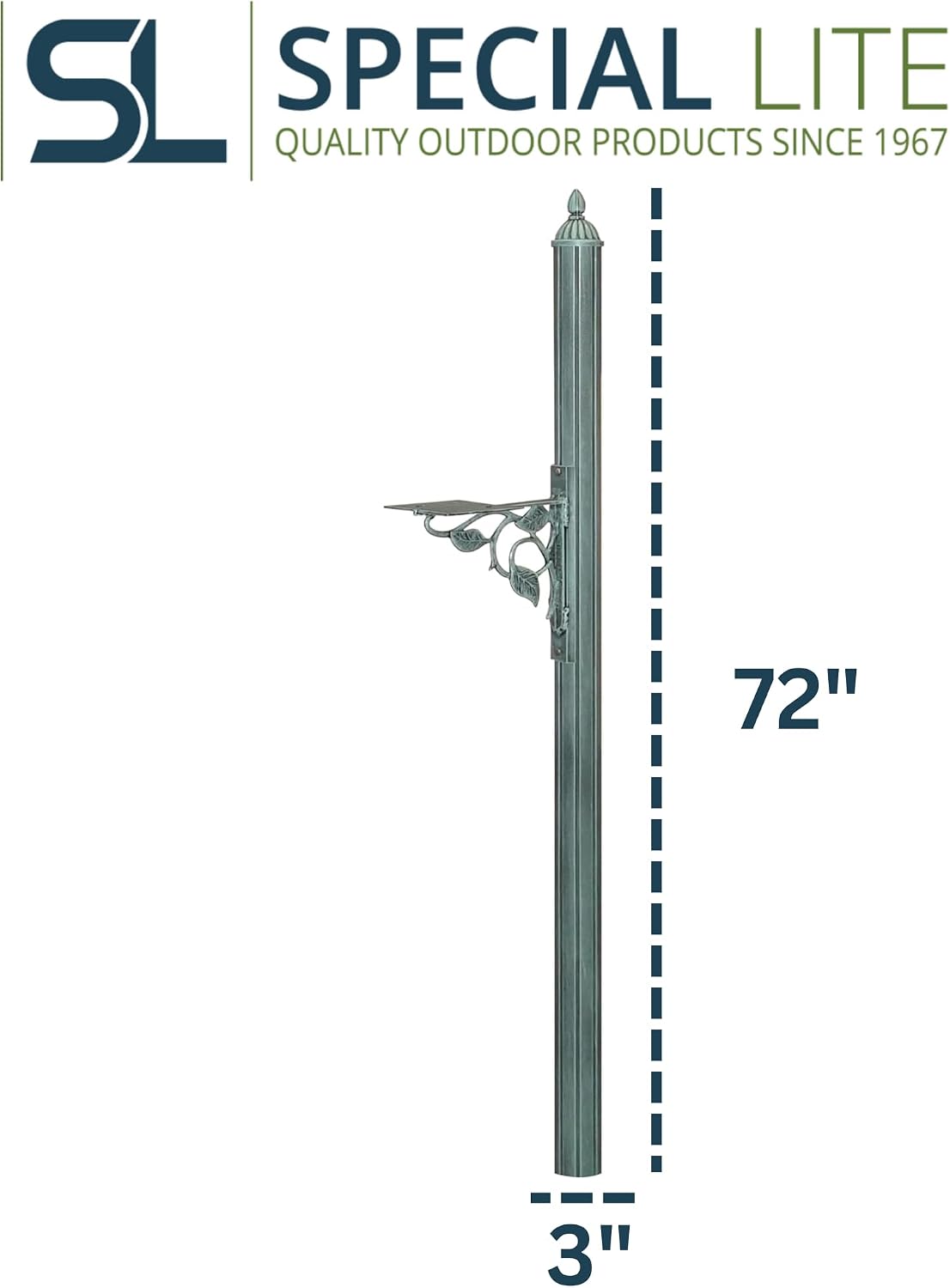 Special Lite Albion Mailbox Post - Verde Green Aluminum Post for Curbside Mailbox - SPK-651-VG