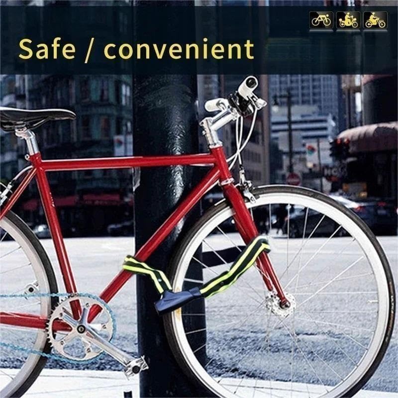 ,Bike Locks Heavy Duty/Bicycle Chain/Cycling Lock,Codes for Bike Cycle, Moto, Door, Gate Fence(Password White) (Key White)