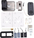 Smart Gate Lock Double Sided Fingerprint Locks Keyless Entry for Outdoor Garden in Black Stainless Steel