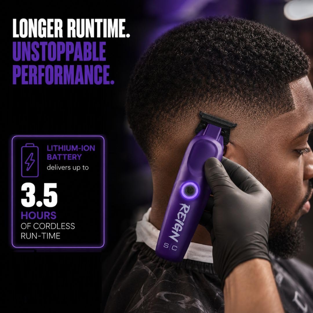 Stylecraft Reign Professional Hair Clipper, Hair Trimmer with Brushless Motor, USB-C Rechargeable, Designed by Barbers for Precision Beard and Hair Grooming