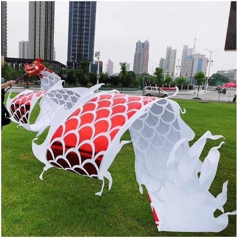 Chinese Dragon Costume Dance Lion Props Streamer Chinese New Year Silk Dragon Traditional Outdoor Dragon Fitness Ribbon Lion Dance Costume(B,8m)