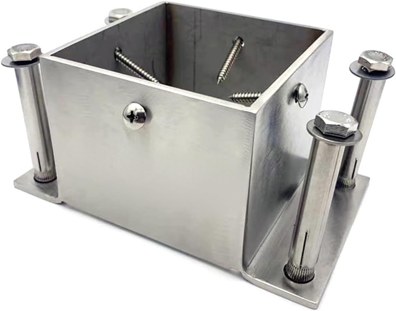 ZAQYCM Stainless Steel Post Base 2x2 3x3 4x4 5x5 6x6 7x7 8x8 Inch, Heavy Duty Post Bracket for Concrete/Wood Deck/Pergola/Mailbox, Railing Post Anchors Square (Size : 200x200 mm (7.9x7.9 in))