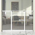 41' Extra Tall Cat Gate for Doorway, 60.3-62.9'' Metal Pet Baby Safe Gate, Extra Wide Pressure Mounted Child Door with Expansion Kit, No Drilling Baby Gate Indoor, No Climb Proof Gate, White