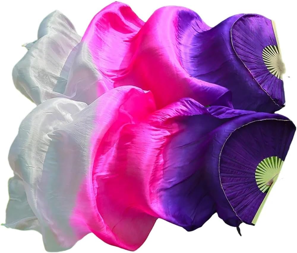 Women Belly Dance Silk Long Fan Veils Props Belly Dance Pastel Colors Flag Streamer Adults
