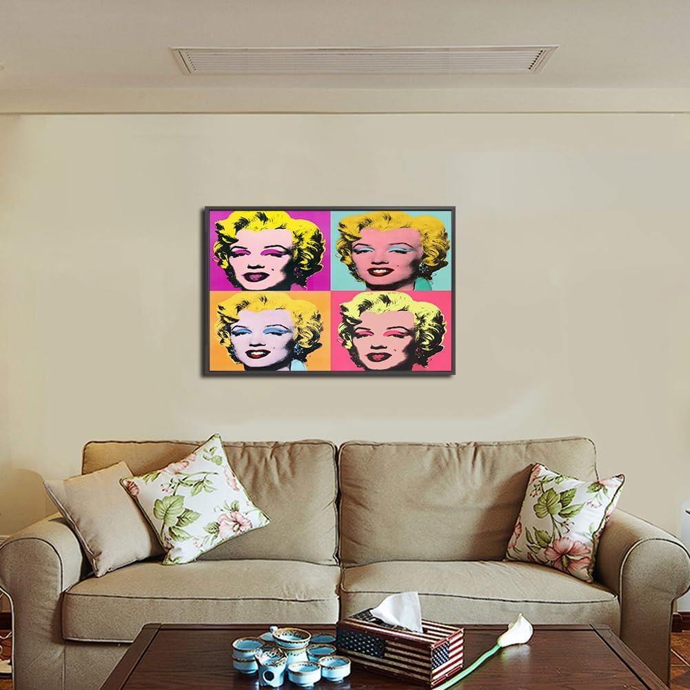 Andy Warhol Canvas Wall Art Warhol Pop Art Monroe Framed Painting For Bedroom Livingroom Office