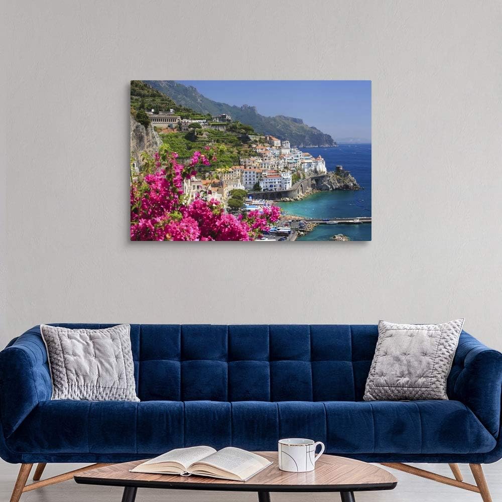 CANVAS ON DEMAND Italy, Campania, Amalfi Coast, Amalfi, Amalfi Overview From Grand Hotel Canvas Wall Art Print by Maurizio Rellini, Coastal, Home Decor, Ocean Artwork, 48'x32'
