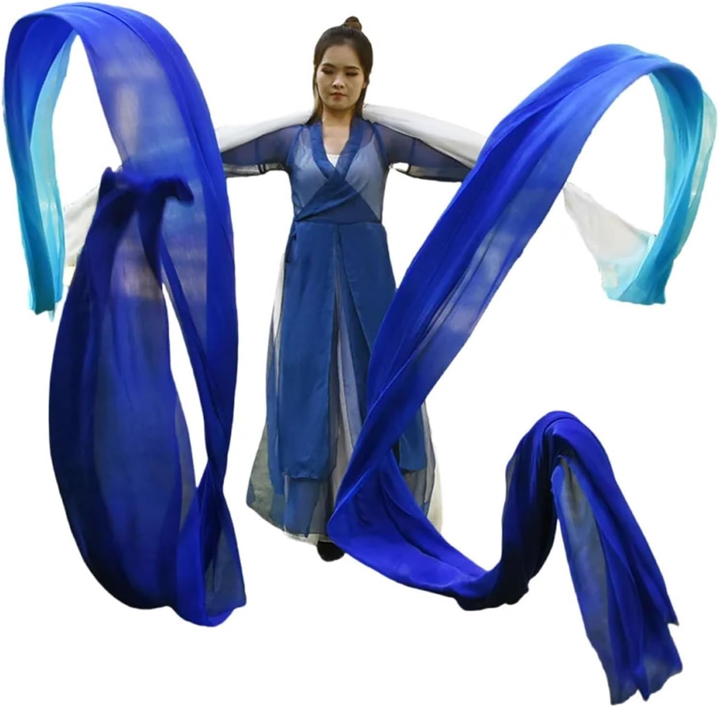 Real Silk Streamer 12M Dunhuang Feitian Dance Props With Rod Flowy Liyugang Long Water Sleeve Hanfu Accessory