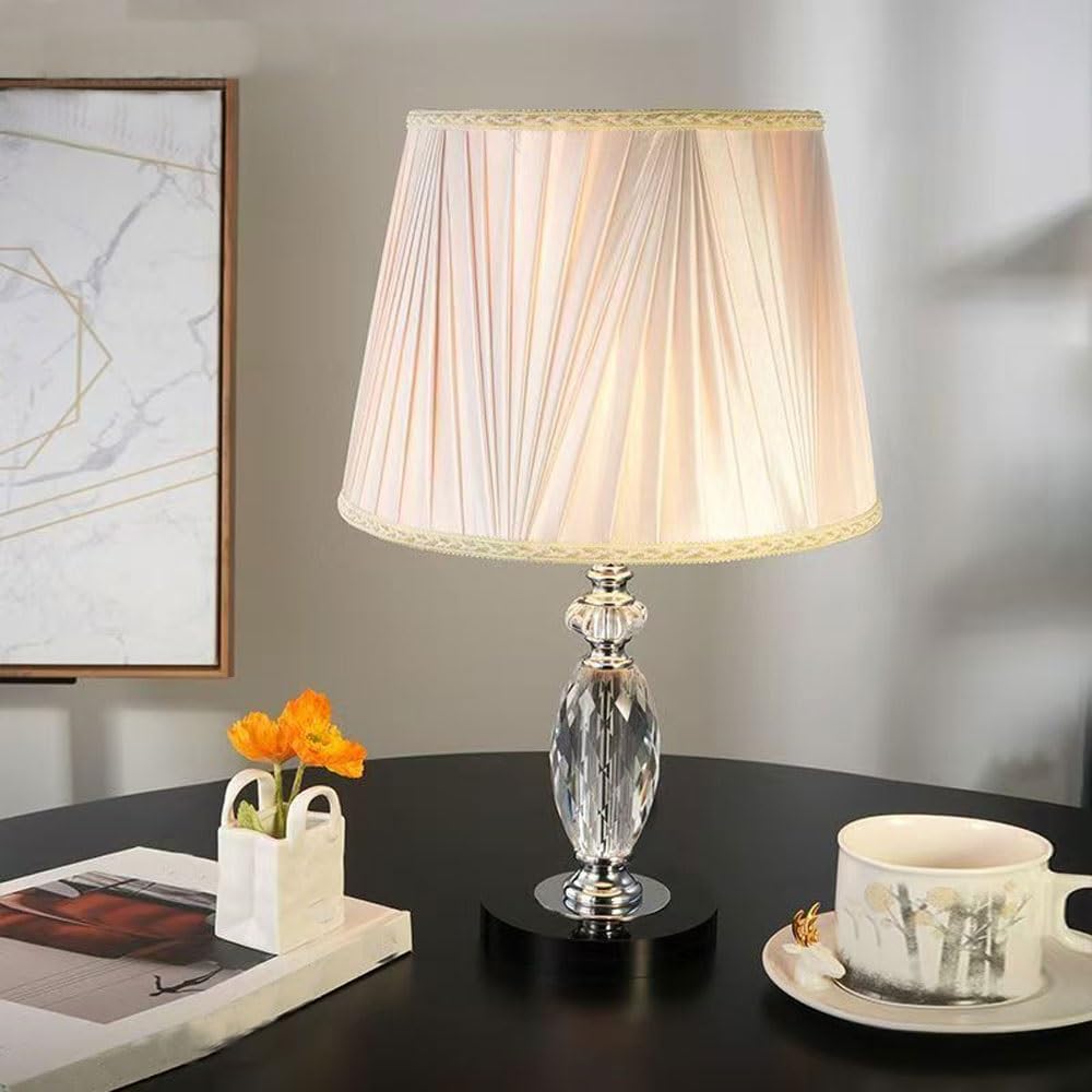 Crystal Table lamp Crystal Desk Lamp Minimalist Bedroom and Study Atmosphere Light Table Lamps(Pink)