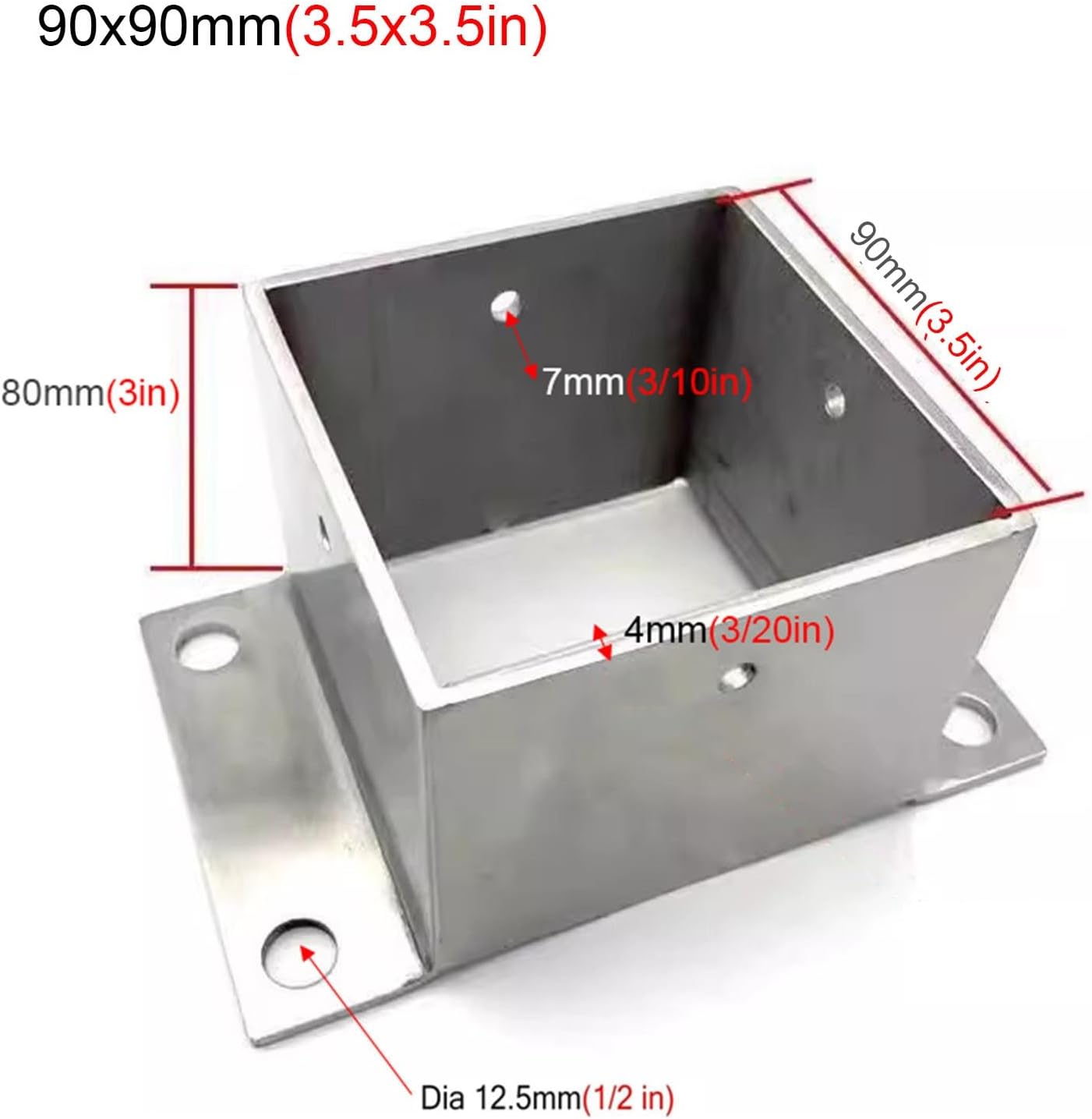 Metal Fence Post Bracket - Outdoor Support for Wood Columns and Mailbox Posts(90x90mm)