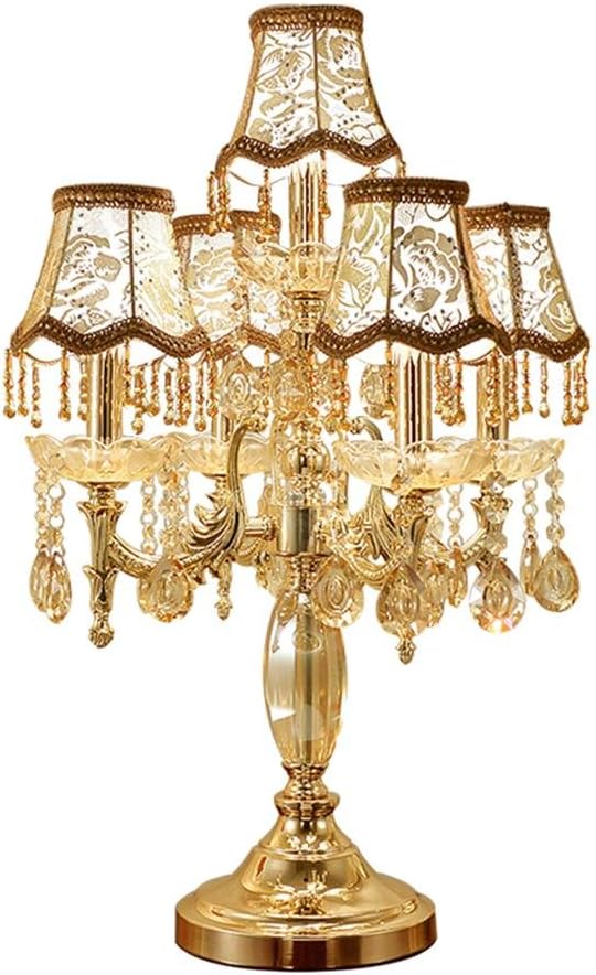 @Uncle Sam LI Crystal Table Lamp, Luxury High-Grade Gold Table Lamp with The Crystal and Fabric Lampshade for in The Living Room Bedroom Bedside Home Decorative Lights
