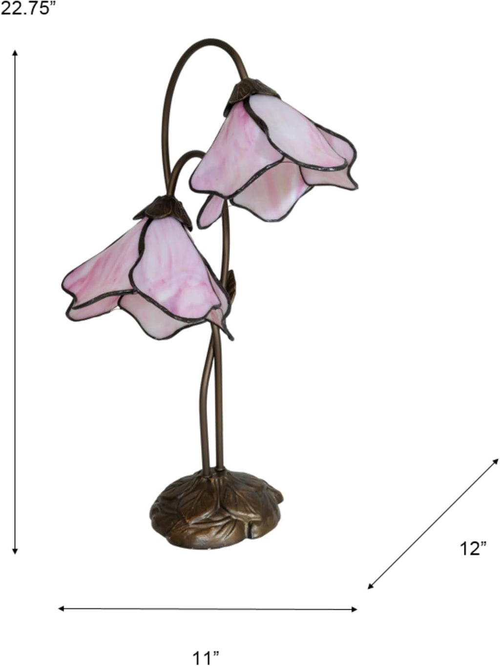 Dale Tiffany TT12146 Poelking 2-Light Pink Lily Table Lamp, 12' x 12' x 21', Bronze