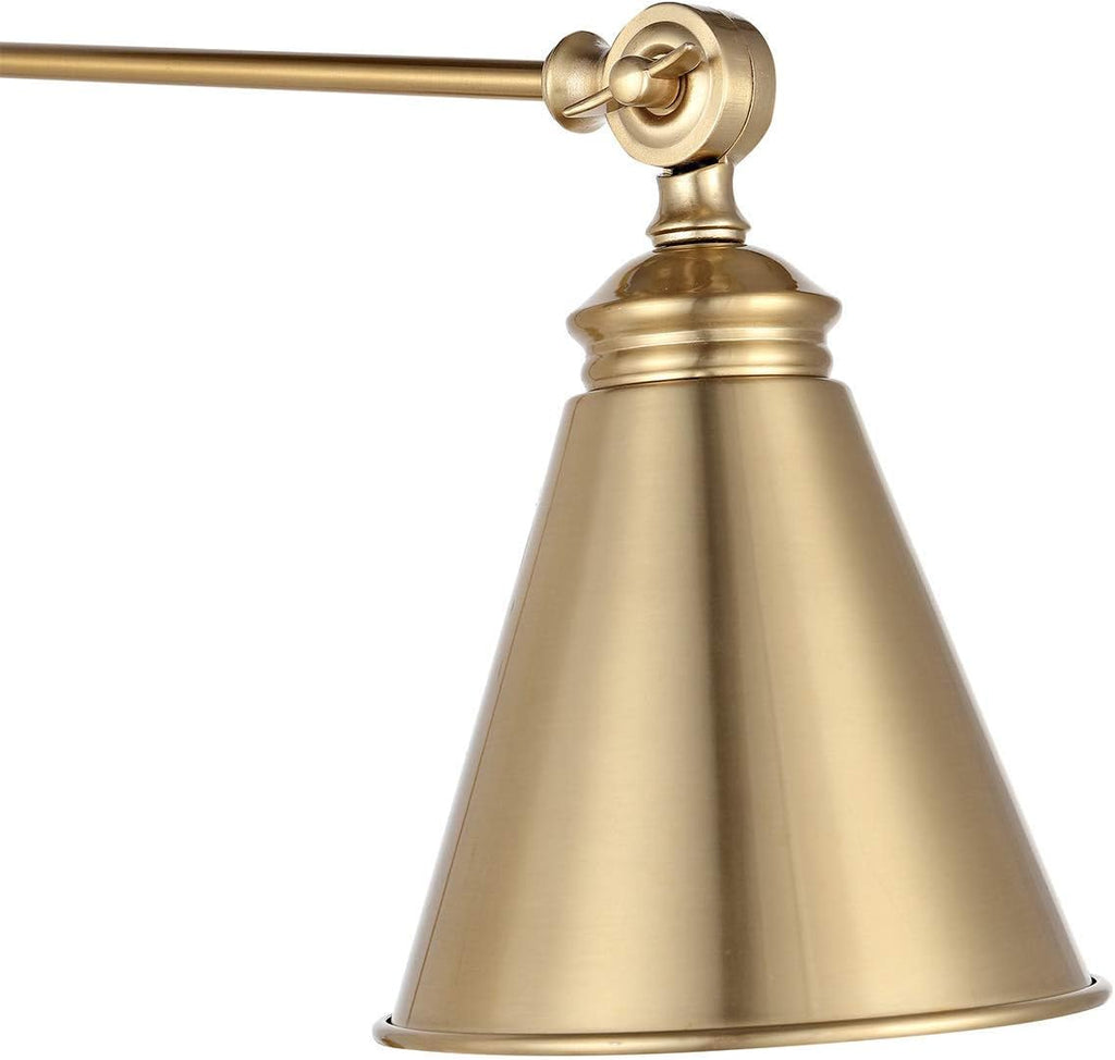 WINGBO Farmhouse Swing Arm Wall Sconce Set of 2, Industrial Adjustable Wall Lamp Light Fixture for Living Room Bedroom Vanity Study Desk Office, Plug in or Hardwired, Brass