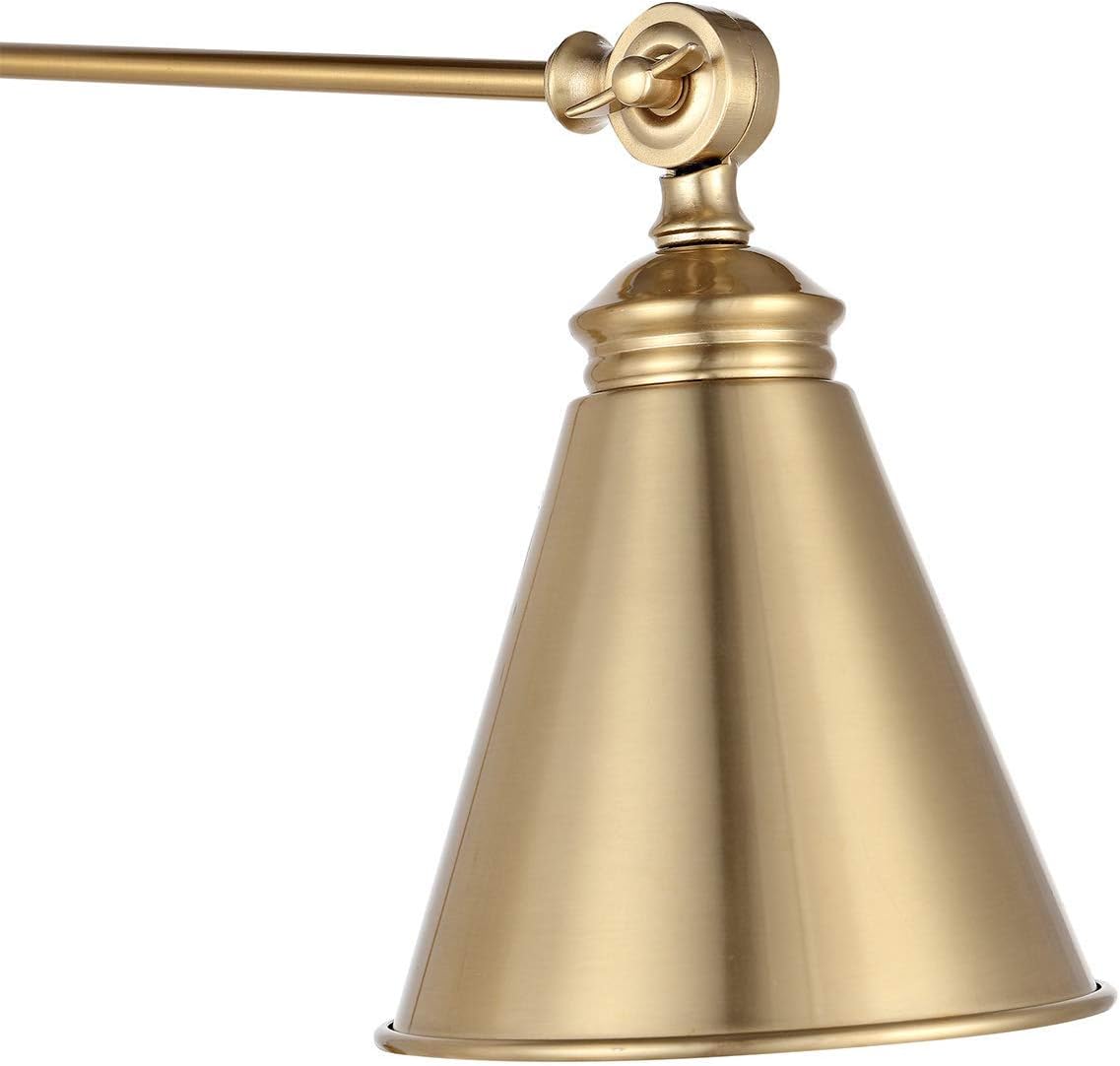 WINGBO Farmhouse Swing Arm Wall Sconce Set of 2, Industrial Adjustable Wall Lamp Light Fixture for Living Room Bedroom Vanity Study Desk Office, Plug in or Hardwired, Brass