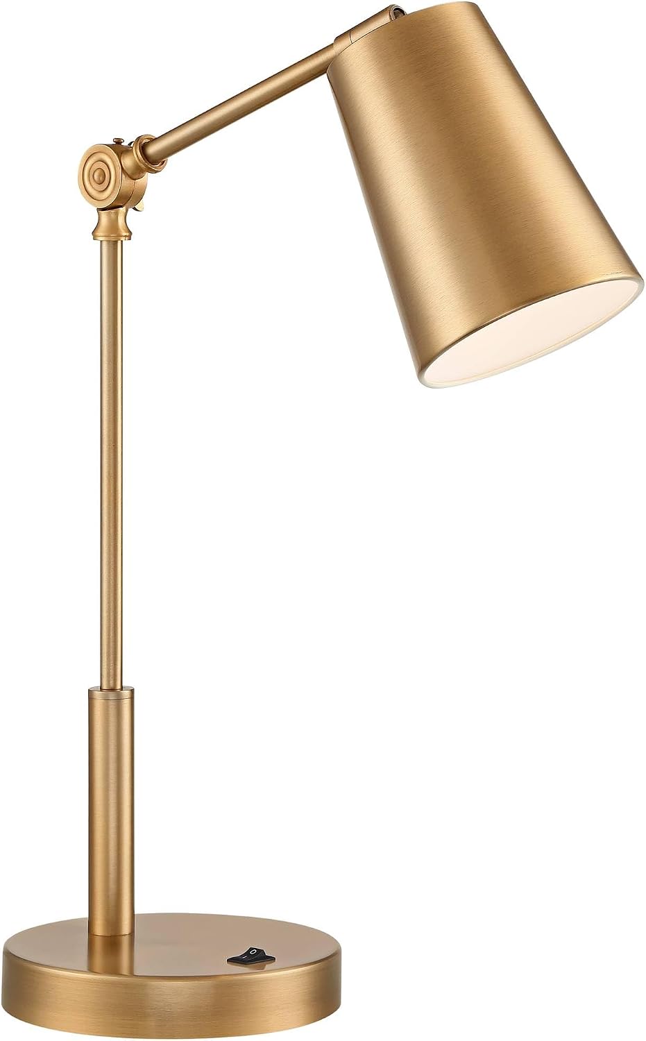 360 Lighting Sully 23 1/2' High Small Industrial Modern Desk Lamps Set of 2 Double USB Ports Adjustable Gold Brass Finish Metal Shade Home Office Living Room Charging Bedroom Bedside Nightstand