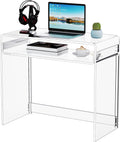 Acrylic Desk Laptop Study Table Home Office Console Table Entrance Tables, 33.5'' x 15.7'' x 29.5'' (Clear)