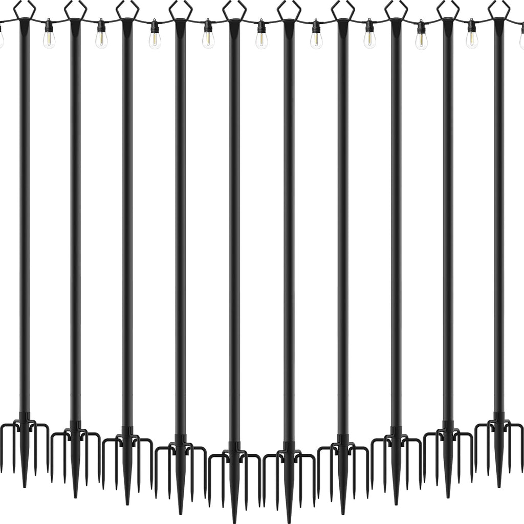 AILBTON 10 Pack 10Ft String Light Poles,Light Poles for Outside String Lights,Outdoor Light Poles with Fork,Metal Pole Stand for Patio,Backyard,Deck