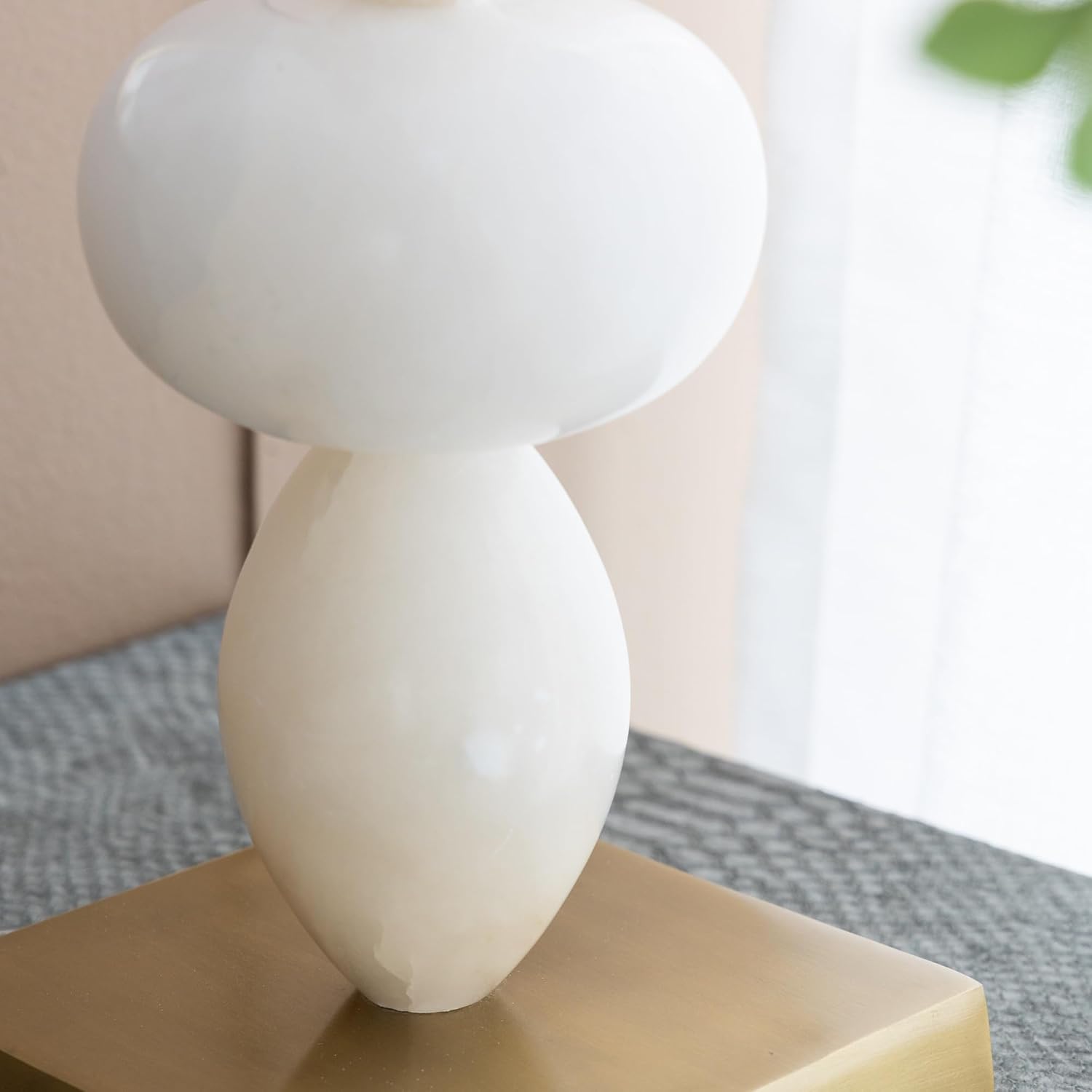 Montary 26.3' White and Gold Three Tiered Round Alabaster Table Lamp with Drum Shade, Contemporary Aesthetics Bedside Desk Lamp for Bedroom Living Room Office Café Bookcase Home Decor