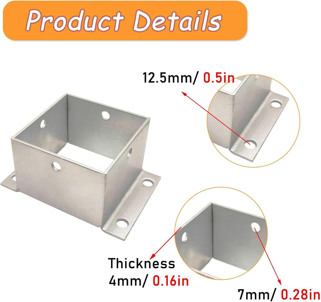 LZMZMQ 4 Pcs Post Base 3x3 4x4 5x5 6x6, Stainless Steel Flange Anchor Base for Protecting Fences/Mailbox/Porch Railings, Pergola Post Base Bracket(70mm/2.8in)