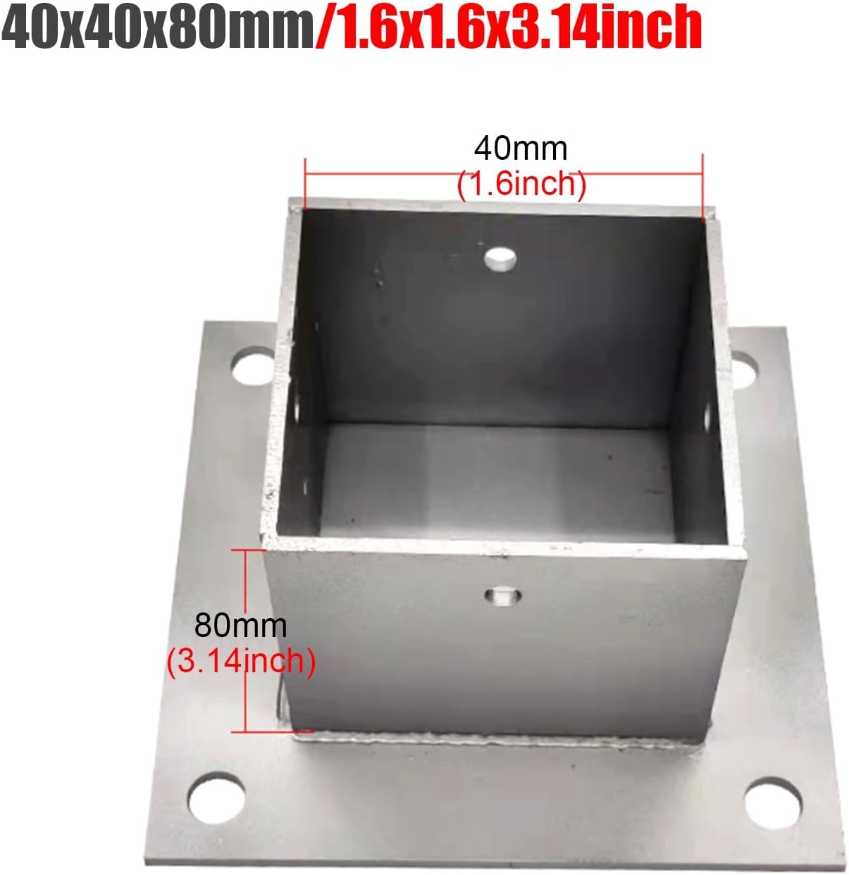 2pcs Wood Fence Post Base Support Bracket - Stainless Steel Concrete Post Anchor for Deck Railing, Vinyl Fence, Mailbox(40x40mm)