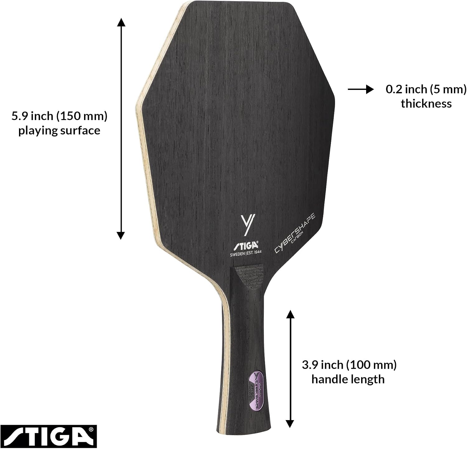 STIGA Cybershape Carbon CWT Table Tennis Blade with Custom Weight Technology I Superior Control, Enhanced Grip for Offensive Play
