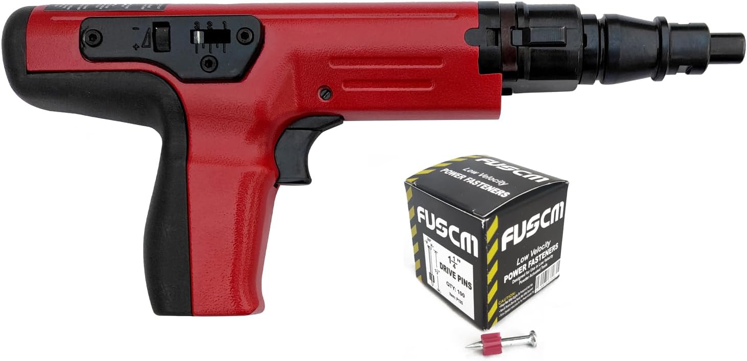 1-1/4' Fastener + .27 Cal Semi-Auto Powder Actuated Tool with power indicator