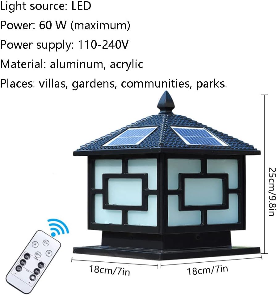 Solar Post Cap Light, Platform Garden Patio Deck Solar Cap Lights Lawn Bollard Lantern Black Shell,6000K White Light Outdoor Solar Post Light Fits 4x4 6x6 Wooden Posts Fence Post Lights