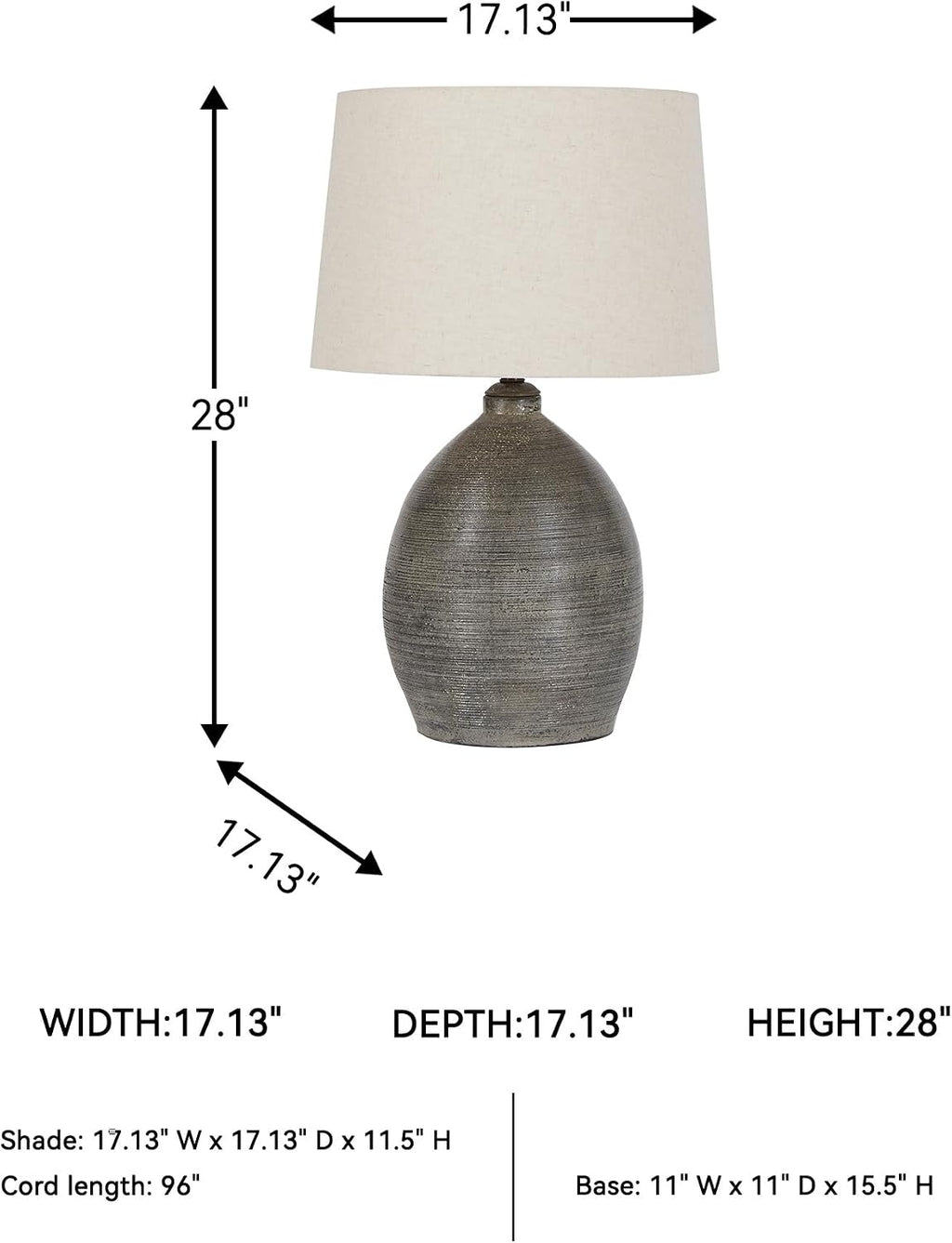 Signature Design by Ashley Joyelle Modern 27.5' Terracotta Table Lamp, Gray