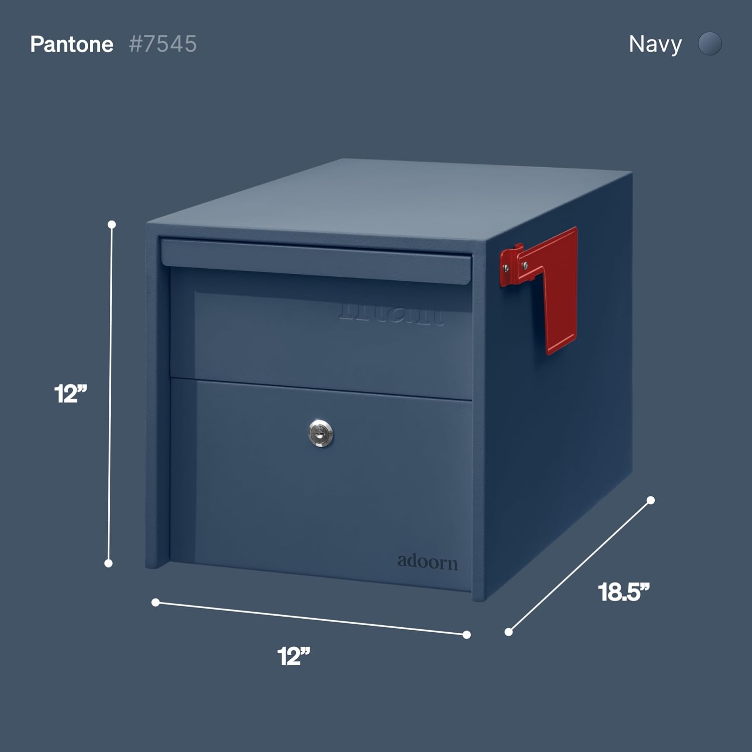Adoorn Lockable Post Mount Mailboxes for Outside - Small Anti-Theft Locking Mailbox for Packages and Letters - Weatherproof Construction - Durable Steel - 12' H x 12' W x 18.5' D - Navy