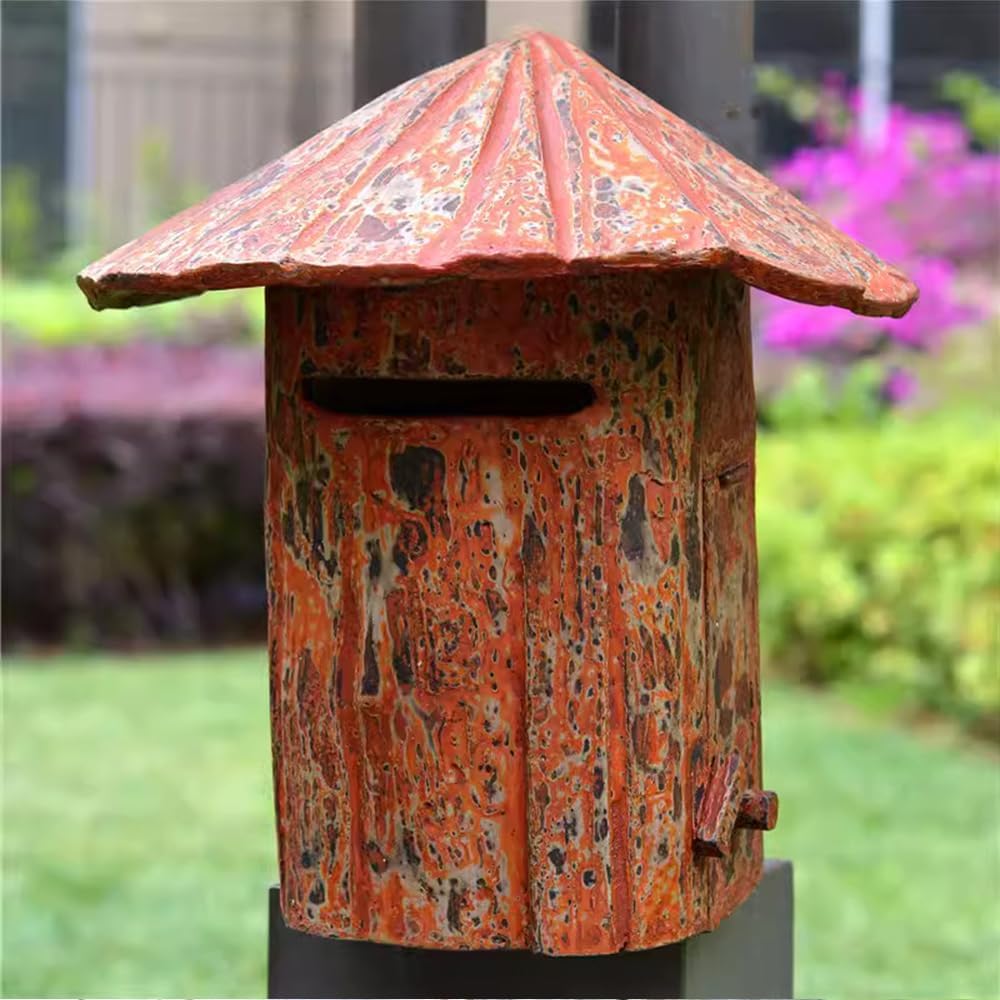 Outside Wall Mount Mailboxes Retro Solid Wood Mailbox Storage Box Hanging Wall Post Box Garden, Farmhouse Decoration