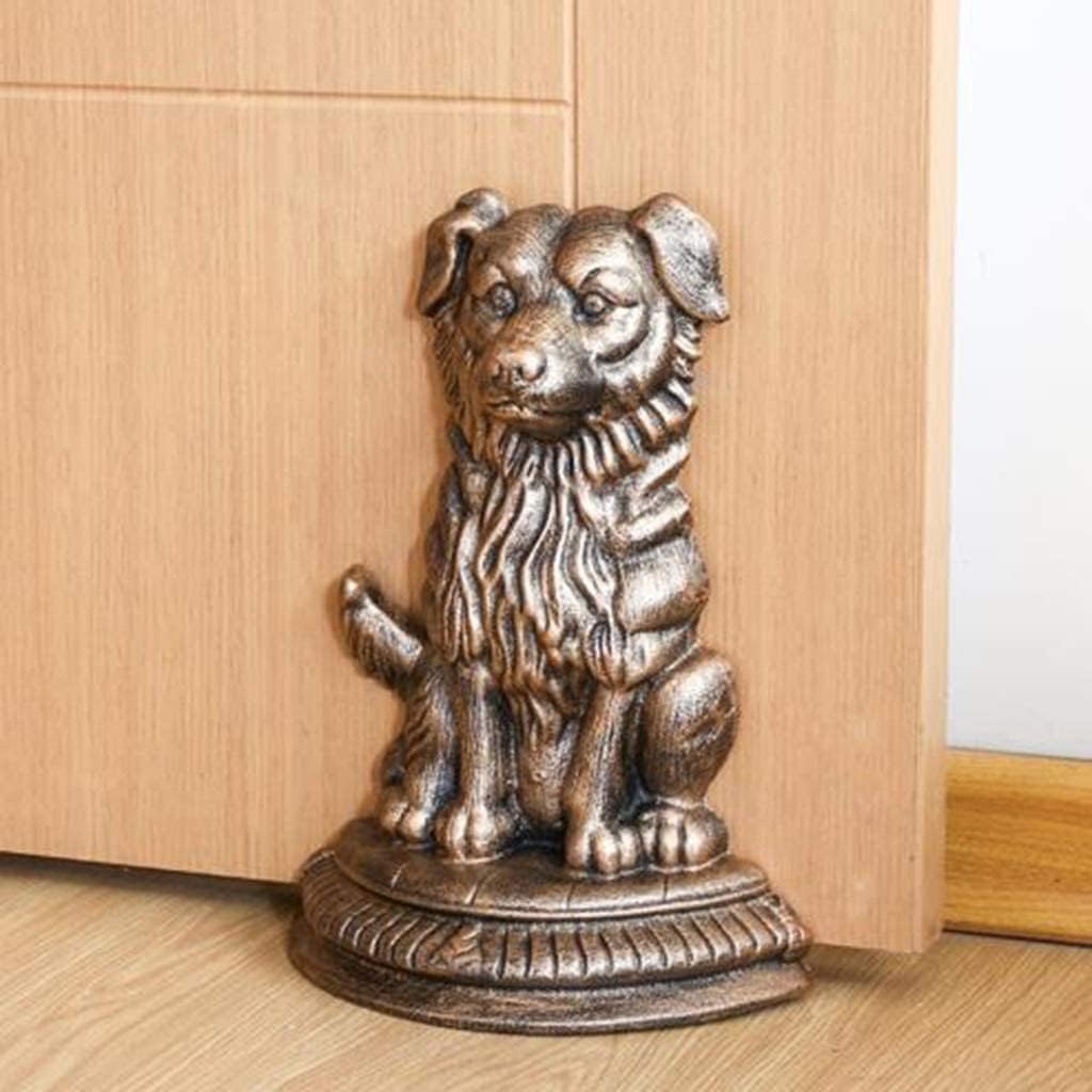 Door Stopper Door Stops Door Wedge Cast Iron Door Stops Anti-Collision Door Puppy Sculpture Decorative Door Wedge Door Stops for Heavy Doors (Brass 32.5 * 23.5 * 10.5cm)