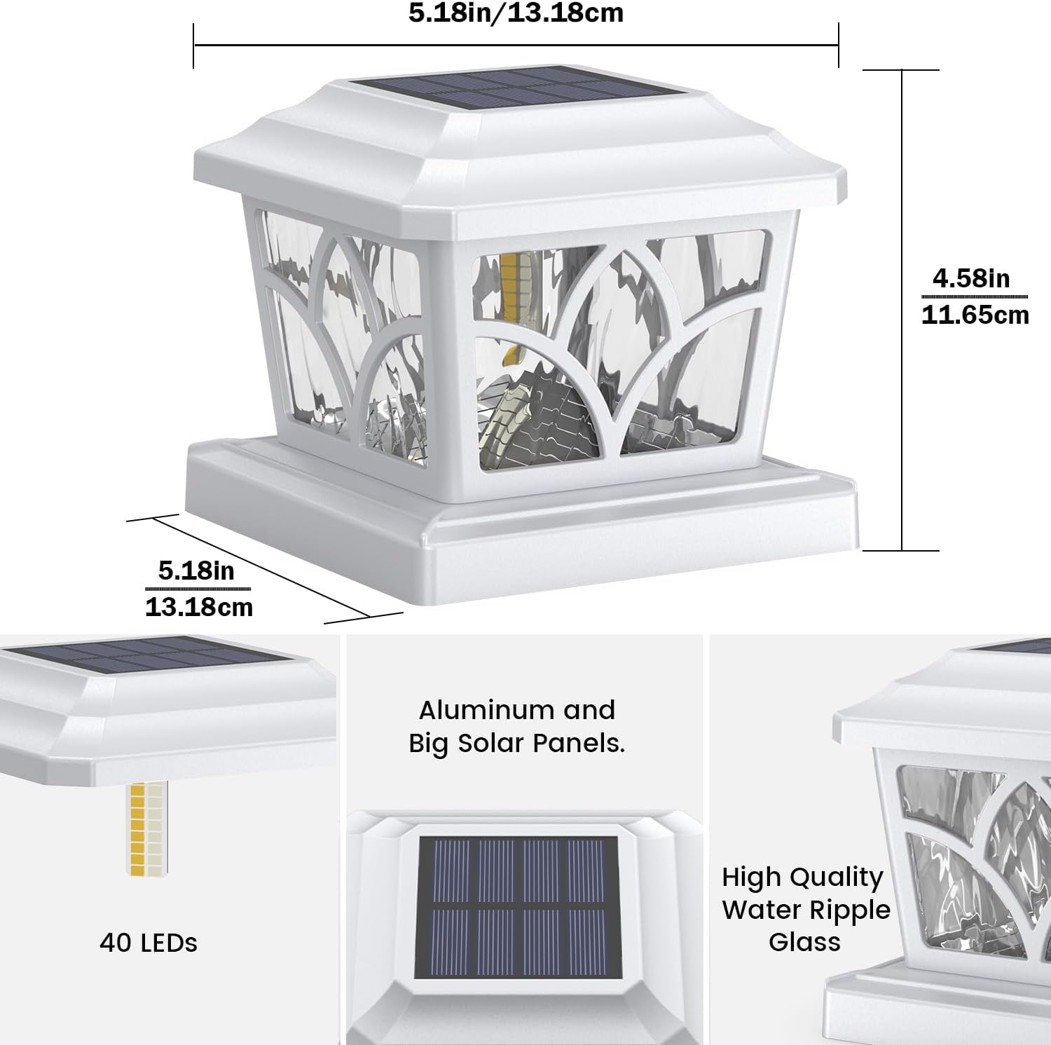 SIEDiNLAR Solar Post Cap Lights Aluminium & Solar Post Lights Metal 4x4