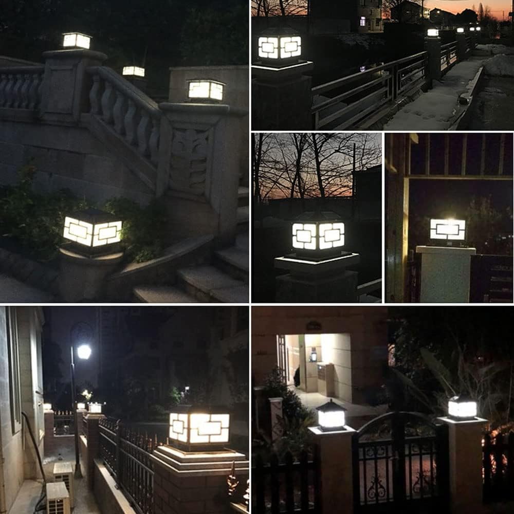 Lighting Waterproof IP54 Exterior Pillar Lights Brushed Bronze Finish Aluminum Fence Cap Light Outdoor European Solar Post Light Fits 4x4 5x5 6x6 Wooden Posts Fence