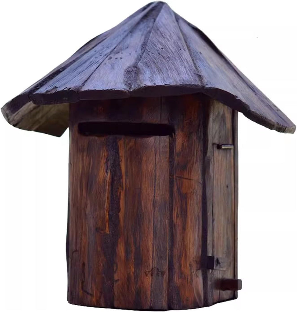 Wooden Cabin Mailbox,Small Mailboxes,Post-Mount Mailbox,Outdoor Rainproof Letter Box,Wall-Mount Mailbox,Mailboxes for Outside,for Home Bar House Decor 1pc