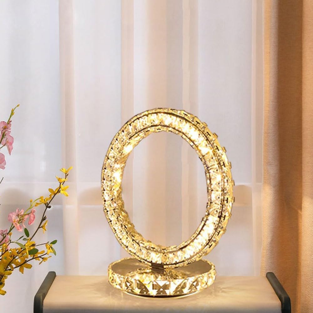 Crystal Table lamp Crystal Bedroom Headboard Creative Atmosphere Simple Wedding Table Lamp Table Lamps(Yellow)