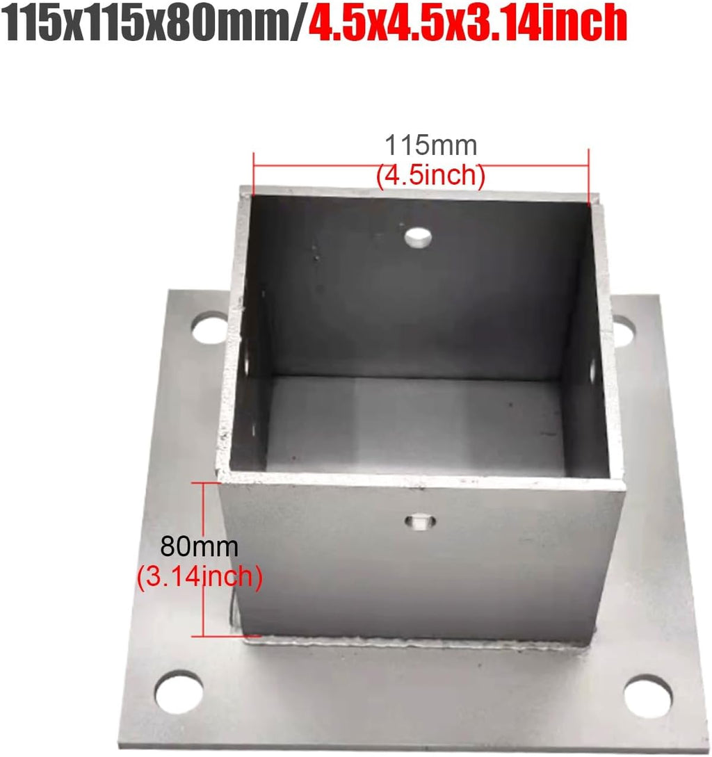 2pcs Wood Fence Post Base Support Bracket - Stainless Steel Concrete Post Anchor for Deck Railing, Vinyl Fence, Mailbox(115x115mm)