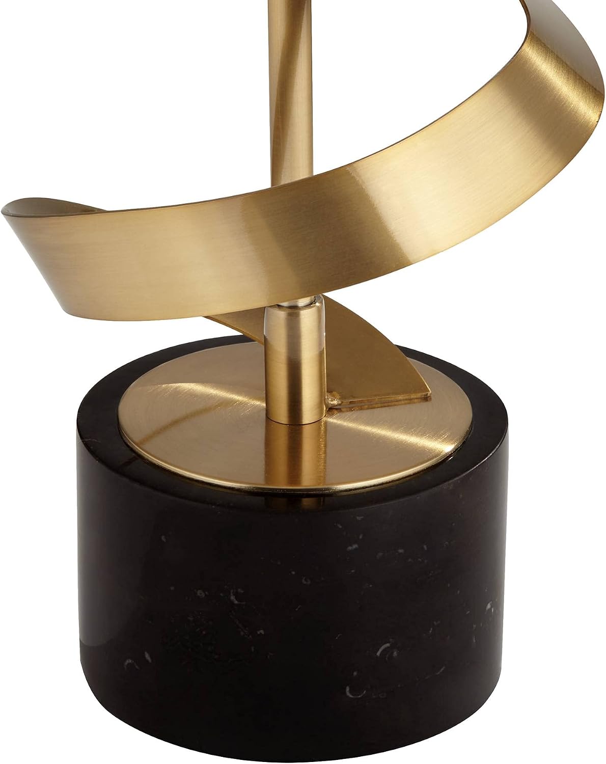 Possini Euro Design Twist Modern Table Lamp 31' Tall Sculptural Brass Gold Metal Marble Black Drum Shade with Gold Liner Decor Bedroom Living Room Nightstand Bedside Night Stand Office Kids Room