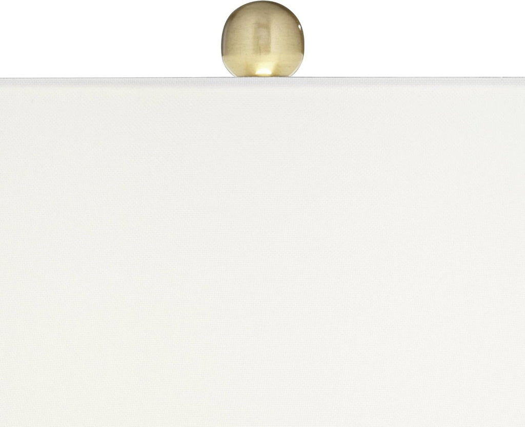 360 Lighting 26' High Mid Century Modern Coastal Luxury Table Lamp White Gold Ceramic Metal Single Fabric Shade Living Room Bedroom Bedside Nightstand House Office Home Reading Kitchen Entryway