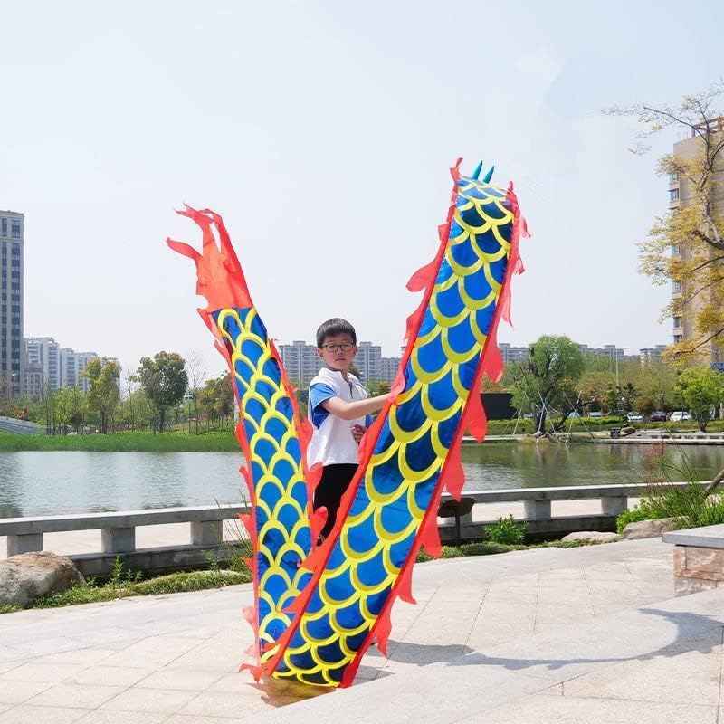 Dragon Dance Fitness Dragon Dance Streamers with 3D Dragon Head Adult and Kids Silk Fabric Dragon Fitness Ribbon for Outdoor Sports Outdoor