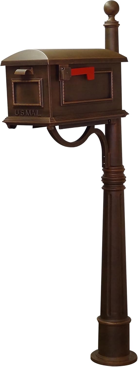 Special Lite Traditional Curbside Mailbox with Ashland Post - Copper Mailbox with Aluminum Post - SCT-1010_SPK-600-CP