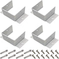 Heavy Duty Stainless Steel Post Base Brackets - 4 Pack Railing Post Mounting Brackets for Wooden Posts, Mailboxes(50x50x60mm)