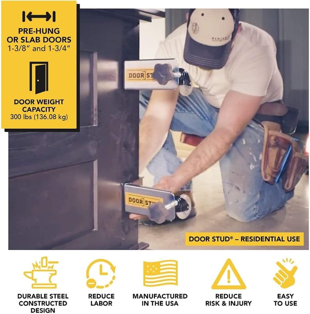 Door Stud Pro Series Door Installation Hardware Tool Kit for 1-3/8' and 1-3/4' Pre-Hung, Slab, and Front Doors - The Single Person, Hands-Free Door Install Kit - Discontinued