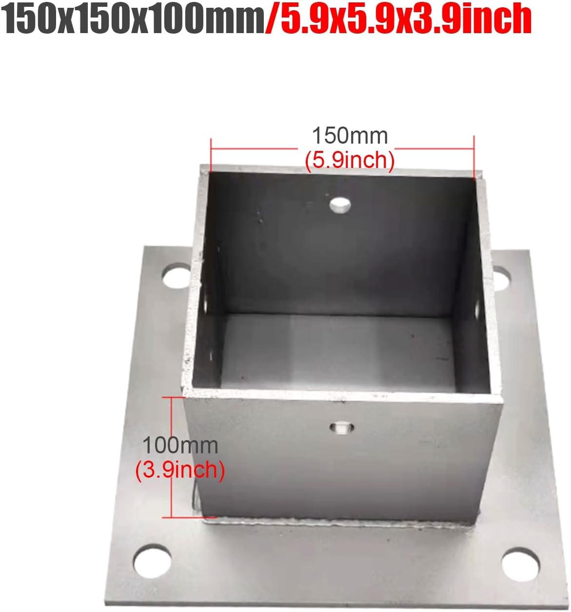 2pcs Wood Fence Post Base Support Bracket - Stainless Steel Concrete Post Anchor for Deck Railing, Vinyl Fence, Mailbox(150x150mm)