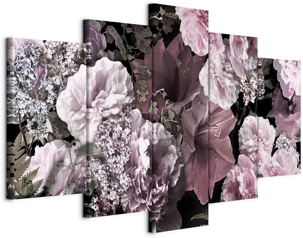 artgeist Canvas Wall Art Print Flowers 59x30 in - 5pcs Home Decor Framed Stretched Picture Photo Painting Artwork Image - Lilies Flowers Nature b-A-0668-b-m