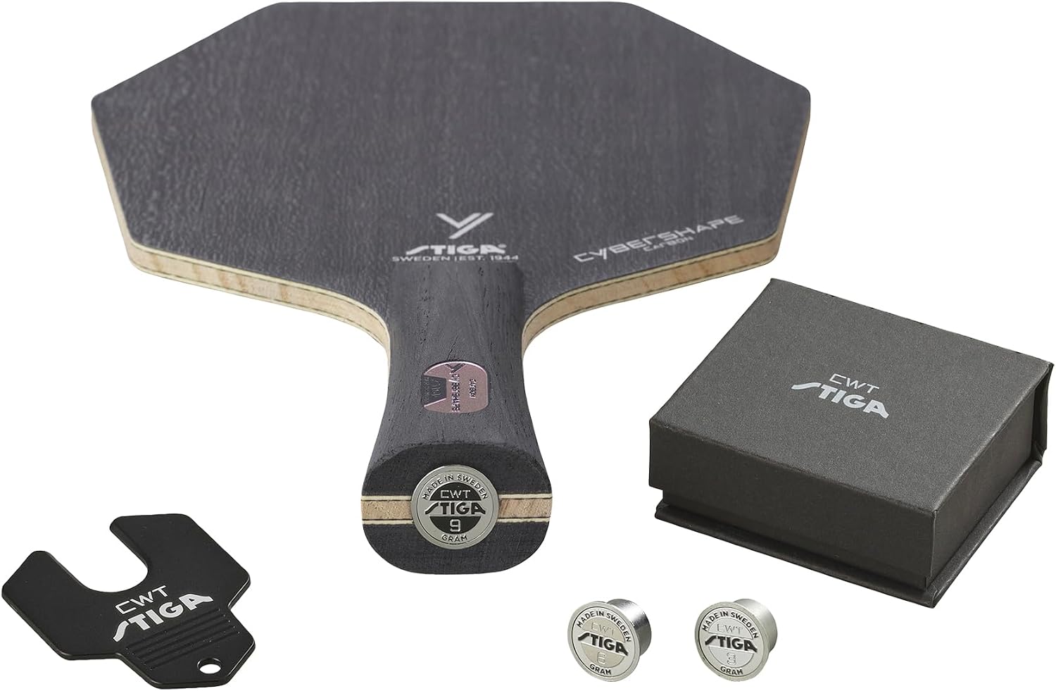 STIGA Cybershape Carbon CWT Table Tennis Blade with Custom Weight Technology I Superior Control, Enhanced Grip for Offensive Play