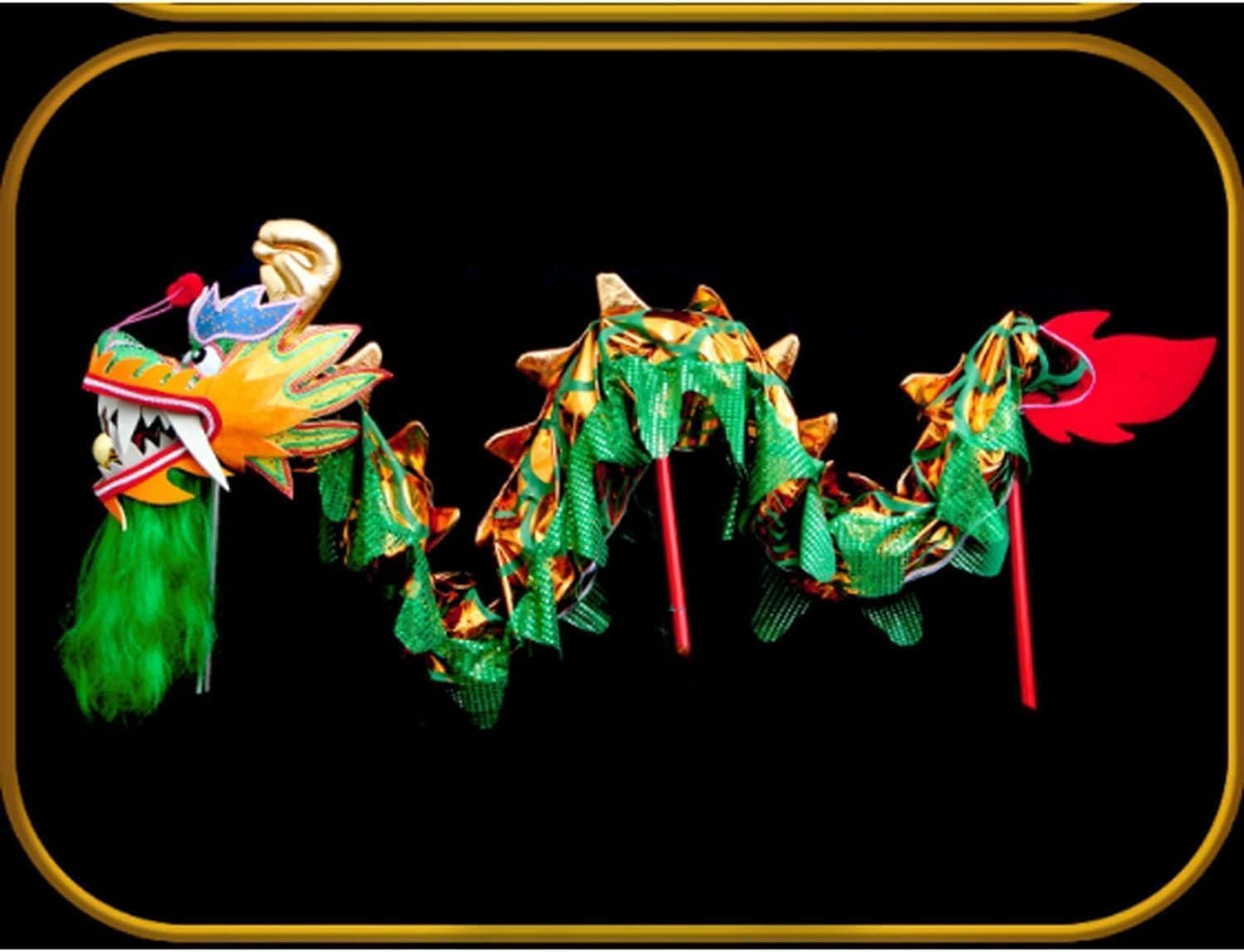 Traditional Dragon Lion Dance 5m/16.4ft Lion Dance Chinese Dragon Ribbon Streamer Silk for 6 Players Mascot Props Chinese New Year(Yellow)