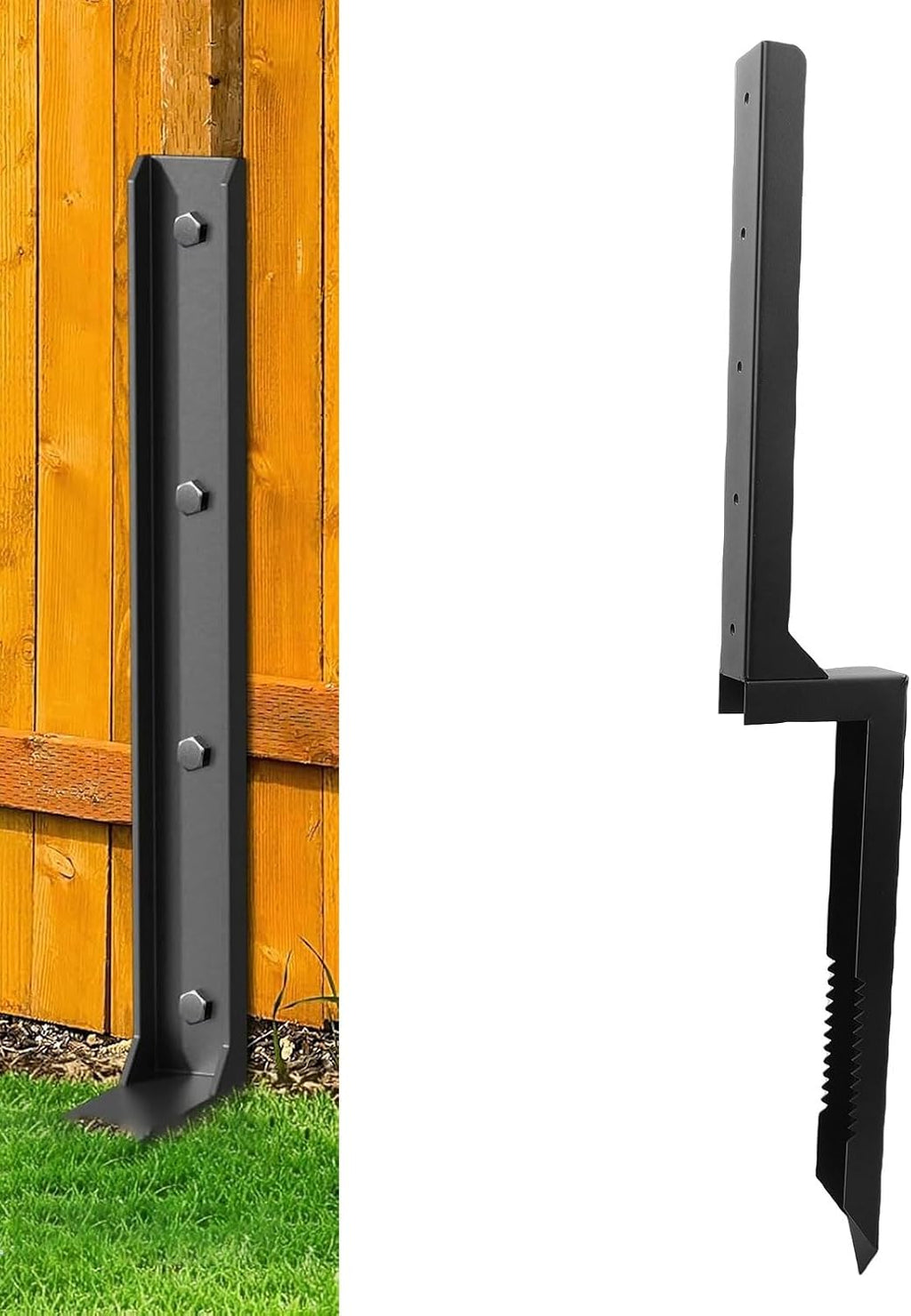 Luocute Fence Post Repair Kit, Heavy Duty Steel Anchor Stakes for Tilted Broken Wood Support with Cruciform Lower Plate, for Wooden Fence Mailbox Gates Garden Farm Reinforcement