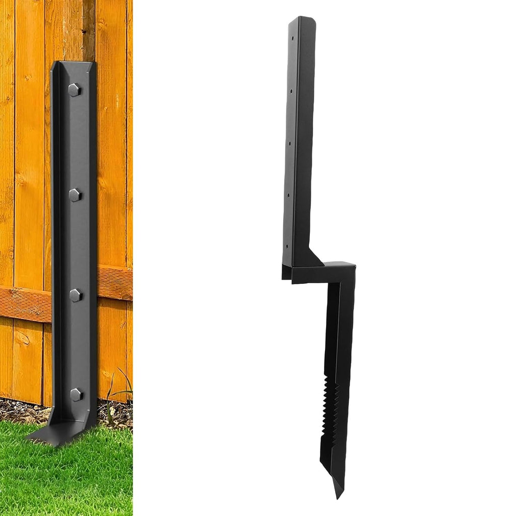 Fockety Fence Post Repair Kit, Heavy Duty Steel Anchor Stakes with Cruciform Lower Plate for Secure Anchoring, for Wooden Fence Mailbox Gates Garden Farm Reinforcement