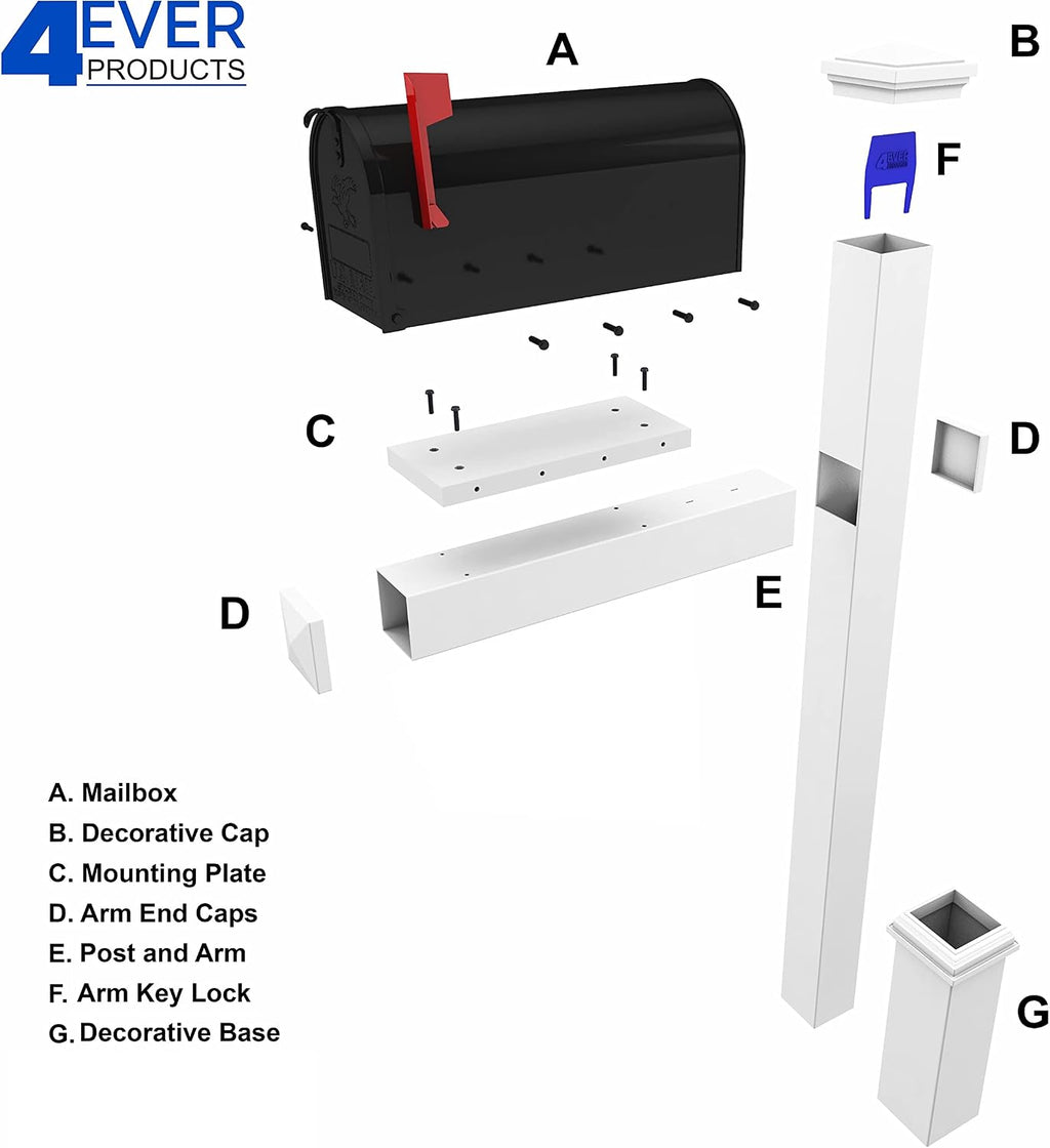 4Ever Products The Johnson Vinyl/PVC Mailbox Post (Includes Mailbox)