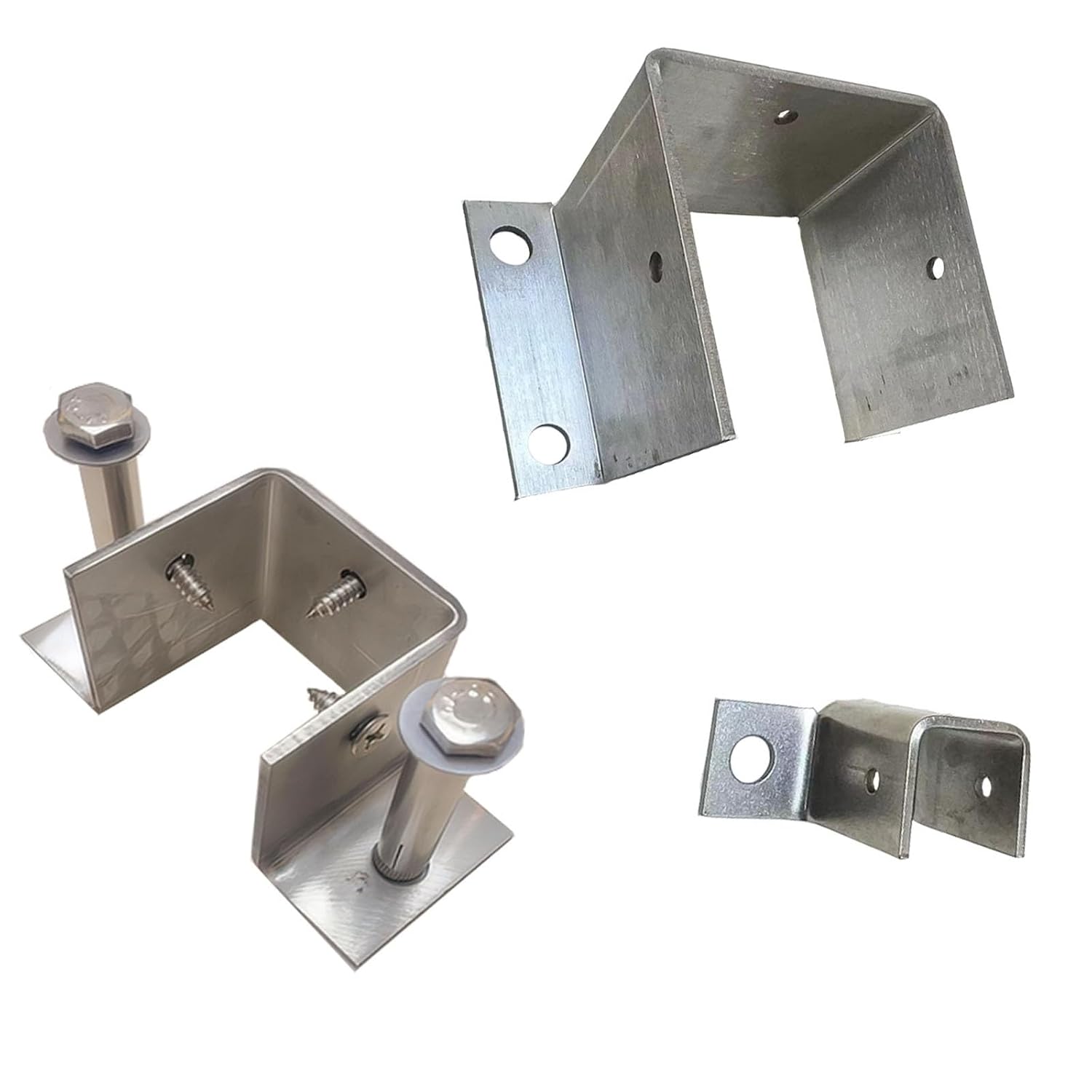 1x1 2x2 4x4 6x6 8x8 U-Channel Surface Mount Post Base, Post Anchor for Concrete/Wooden Floors/Brick Floors/Marble Floors, Mailbox/Pergola Column Support Bracket, 4pcs(3.2x3.2x3.15in)